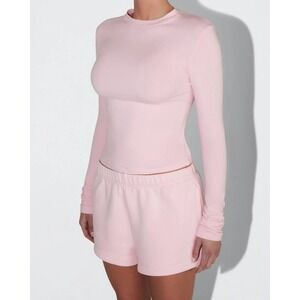 Khy Orchid Pink Long Sleeve Tee Top Solid Minimalist XL X-LARGE Basic Fitted